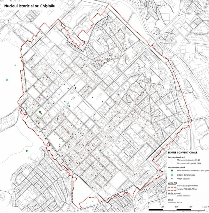 карта исторического центра Кишинева