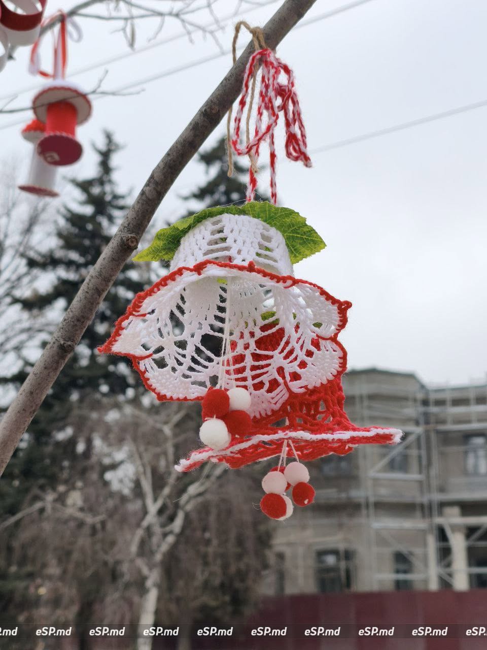 В Бельцах центральной площади украсили деревья мэрцишорами: фотофакт 11