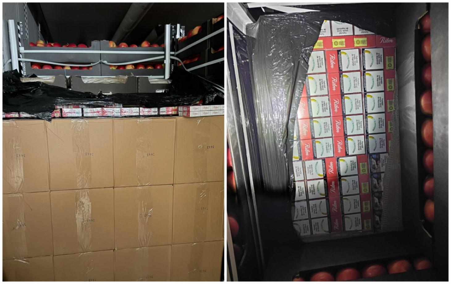 В грузовике с яблоками на таможне в Скулянах нашли более 5,5 млн сигарет